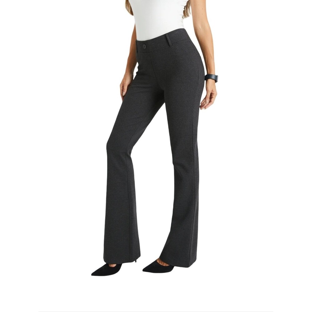 NYDJ Womens Black Heather Flare Leg Stretch Dress Pants Mid Rise NWT